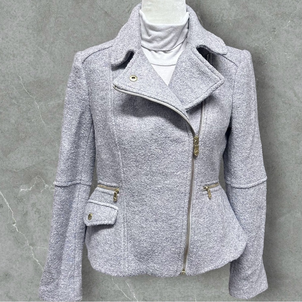 Banana Republic Grey Wool Blend Moto Jacket SP - Picture 3 of 12
